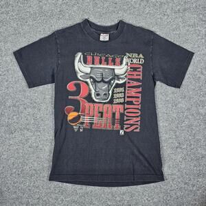 1993  7 Chicago Bulls 3Peat Sof Tee Usa Single Stitch Shirt Mens M